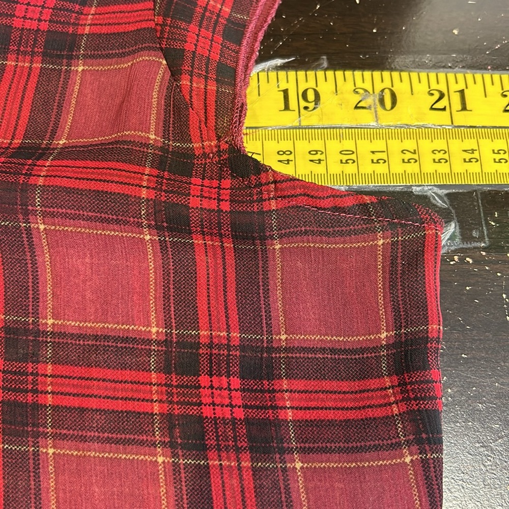 Reitmans women’s blouse red black plaid sheer large petite‎ - Picture 8 of 9
